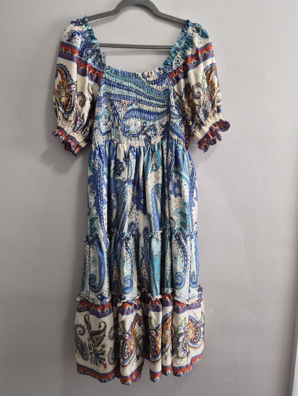 Jade Melody Tam Silky Tiered Paisley Midi Dress Size XL